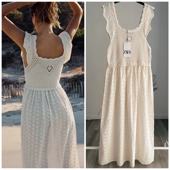 Zara | Dresses | Zara Mixed Embroidered Eyelet Knit Midi Dress | Poshmark Zara | Dresses | Zara Mixed Embroidered Eyelet Knit Midi Dress | Poshmark